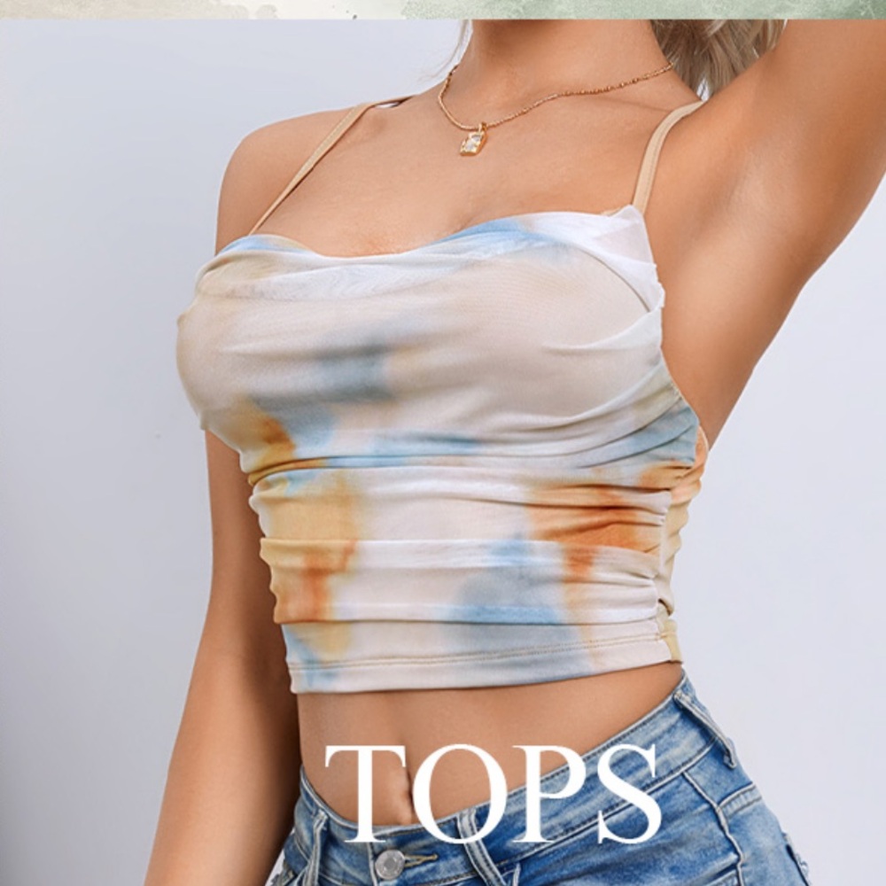 Floerns Spaghetti Strap Watercolor Print Tank Top sz Med NWT